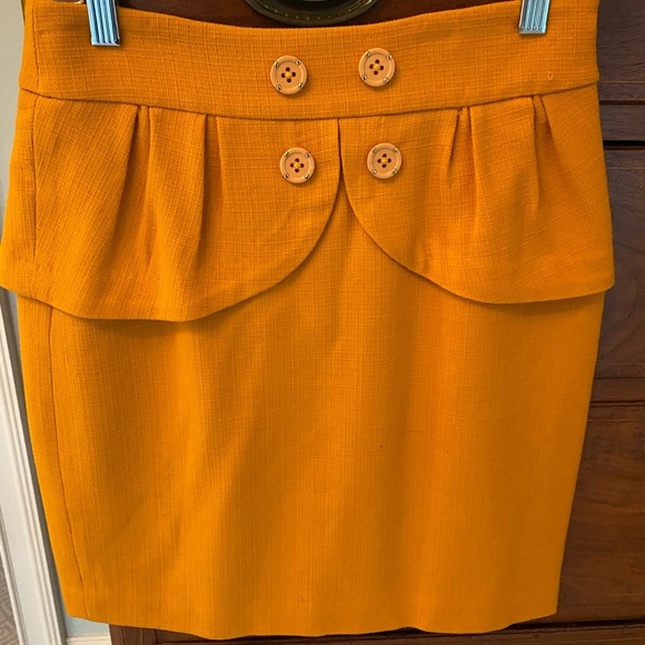 Leifsdottir marigold linen wool blend peplum miniskirt size 4 - Picture 1 of 5